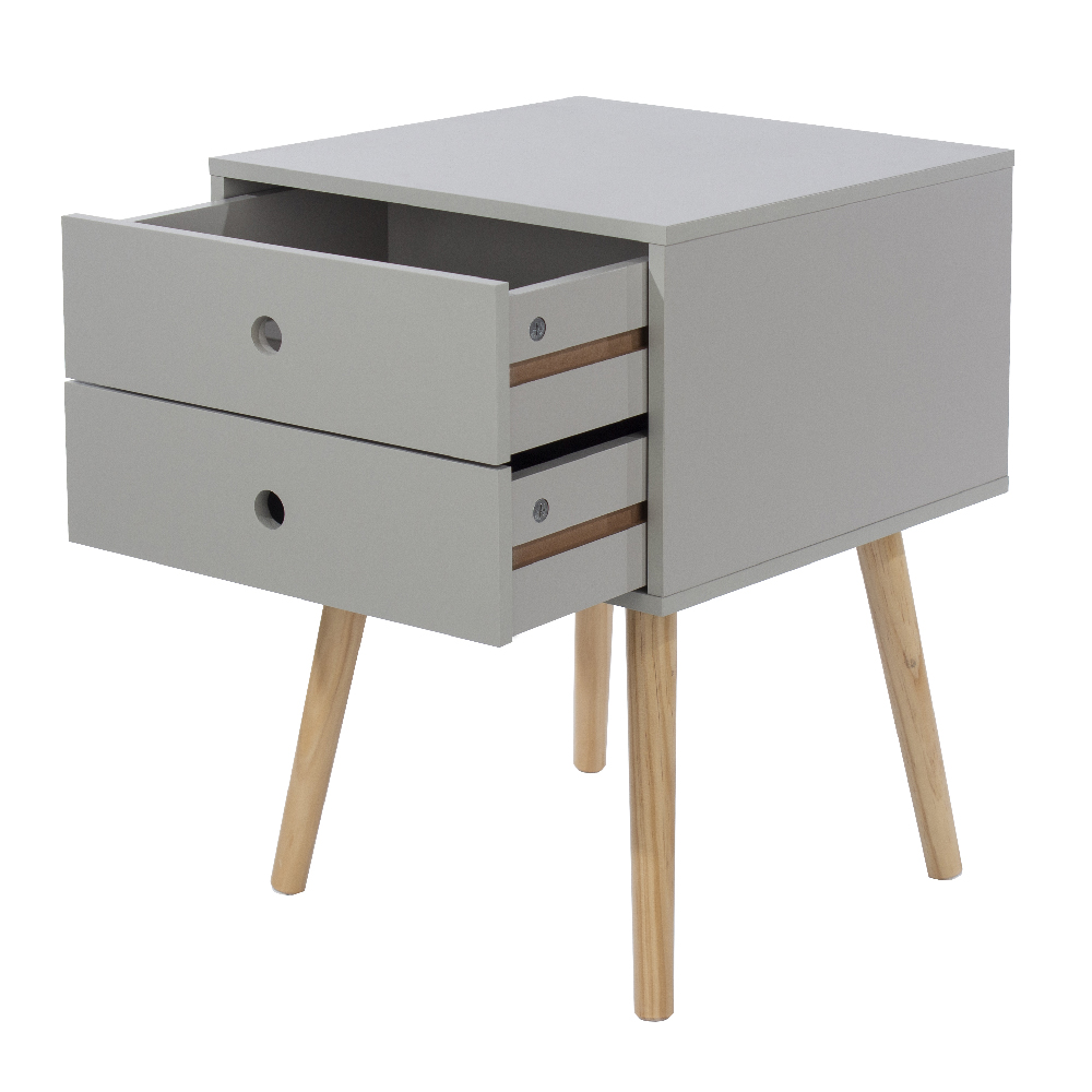 Sevilla Wooden Bedside Cabinet With Oak Legs In Grey