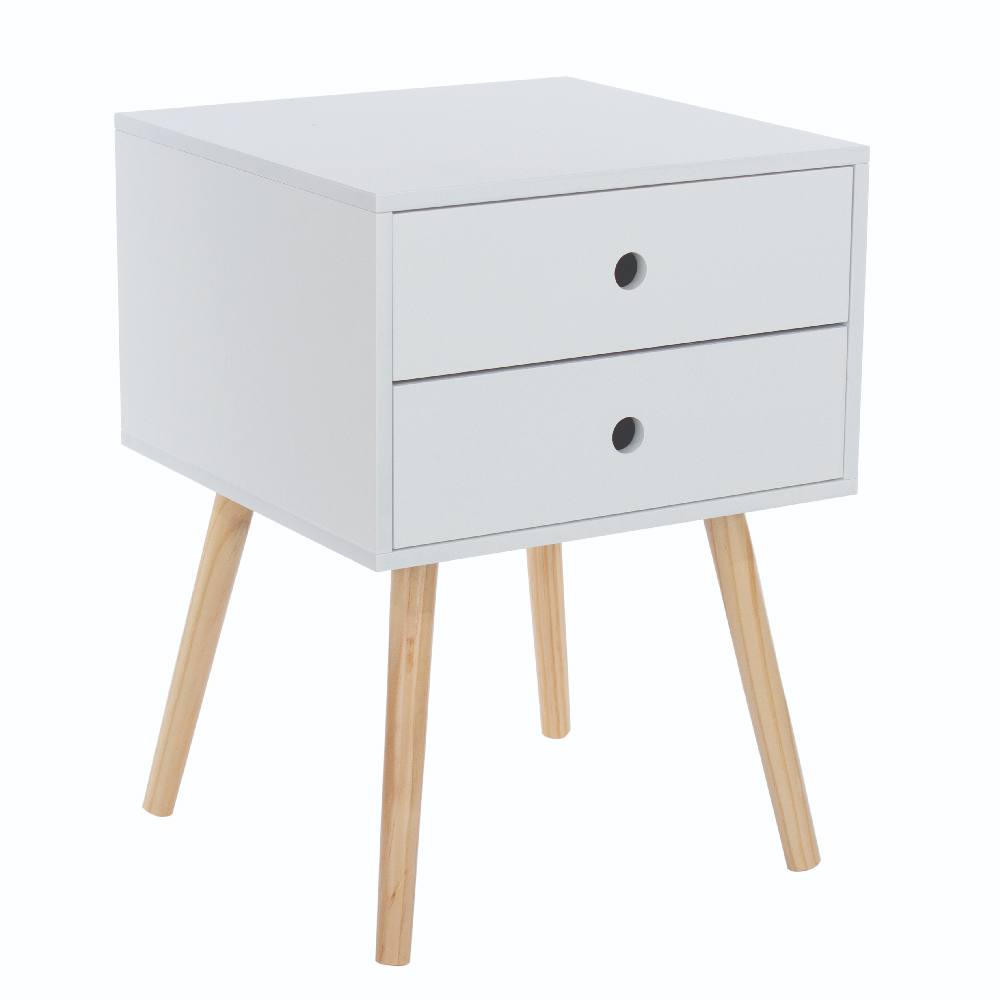 Sevilla Wooden Bedside Cabinet With Oak Legs In White