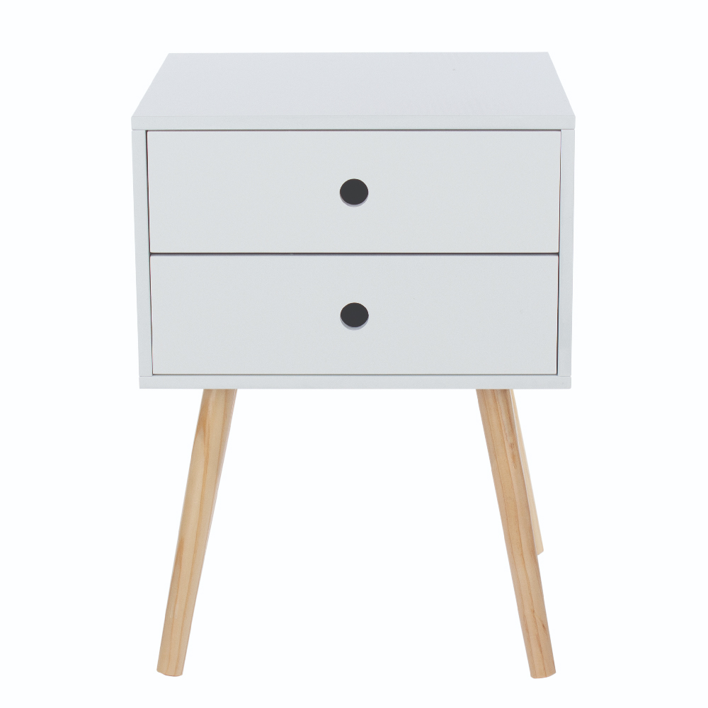 Sevilla Wooden Bedside Cabinet With Oak Legs In White