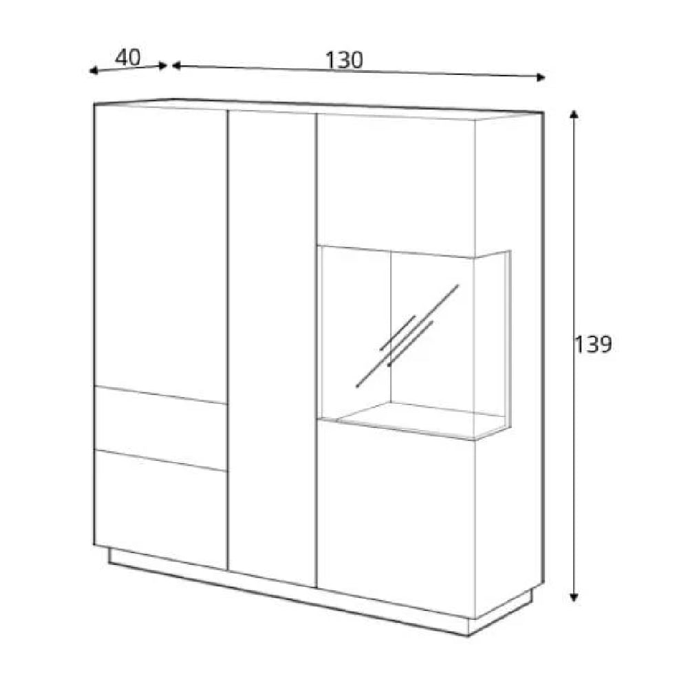 Sevilla Wooden Display Cabinet Right Hand In Matera And Wotan Oak
