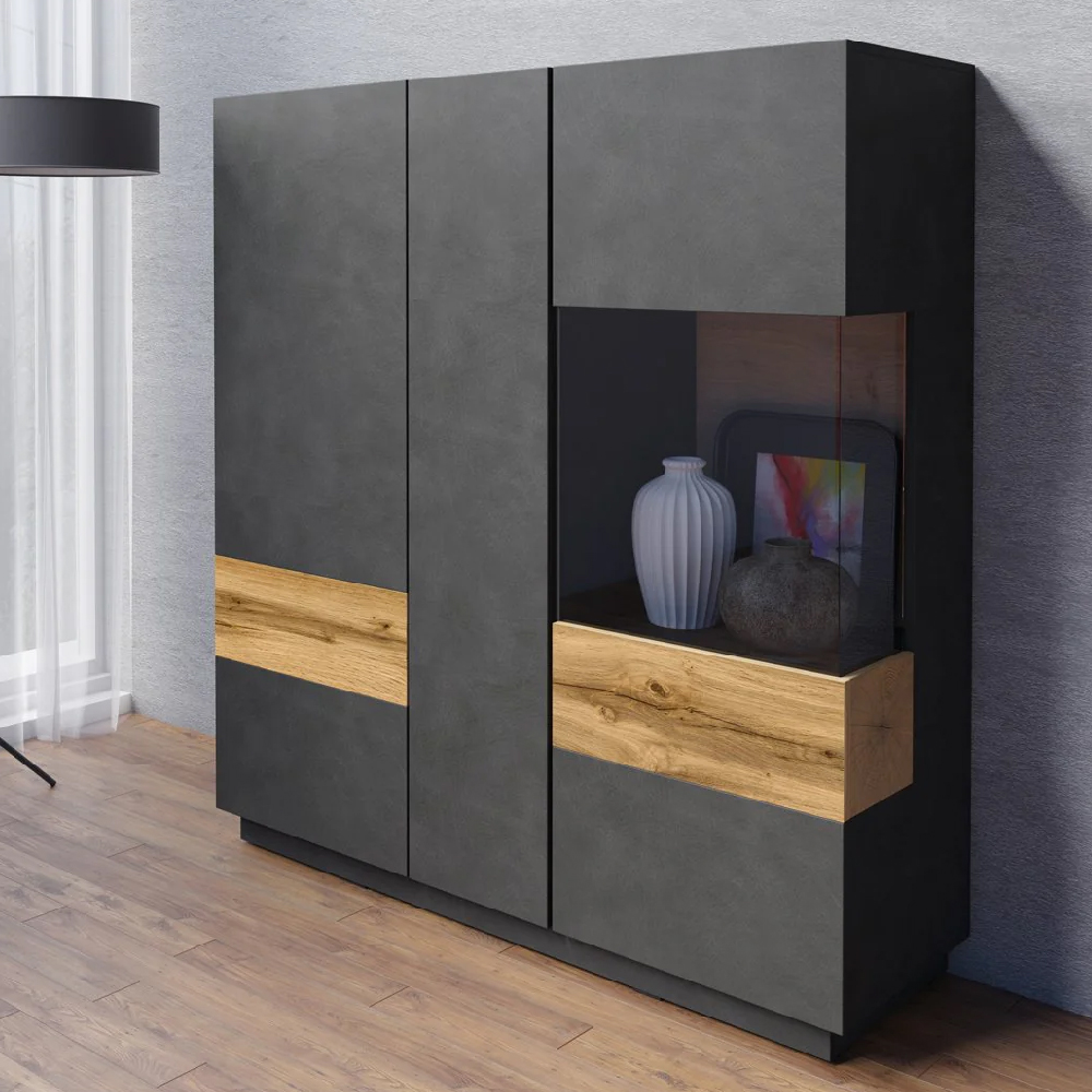 Read more about Sevilla high gloss display cabinet right hand in black oak