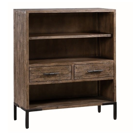 Valencia Low Bookcase In Sonoma Oak And Black Metal Frame ...