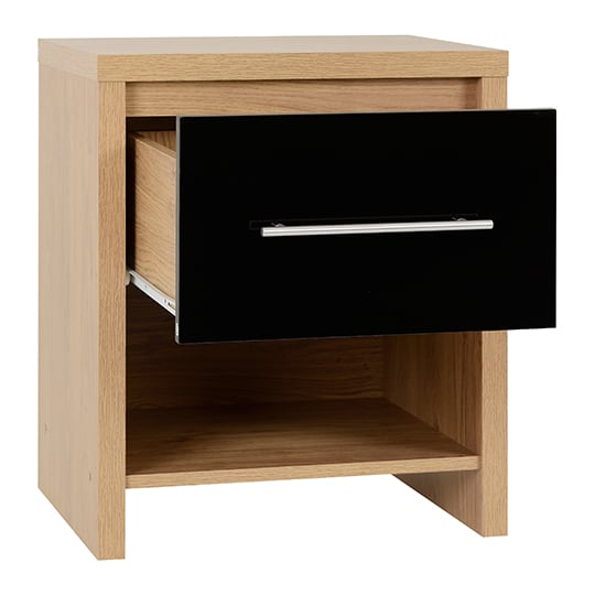 Samaira 1 Drawer Bedside Cabinet In Black High Gloss_2