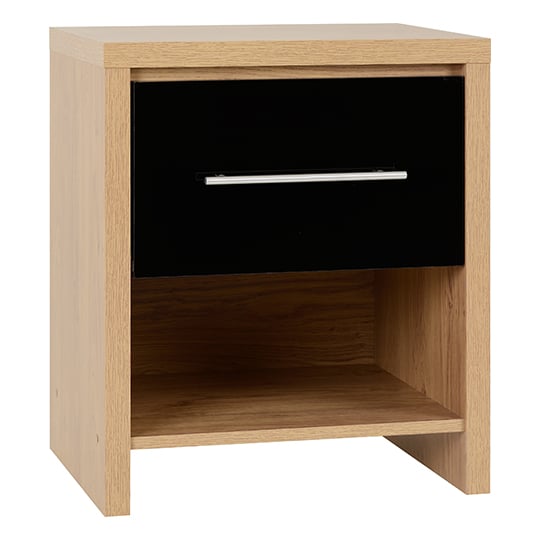 Samaira 1 Drawer Bedside Cabinet In Black High Gloss