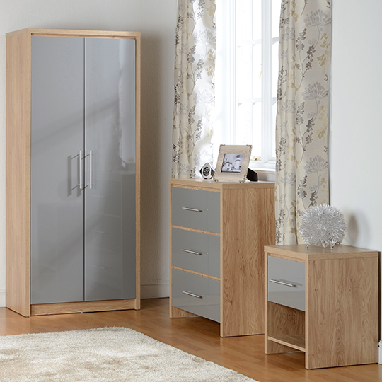 Samaira 1 Drawer Bedside Cabinet In Grey High Gloss_3