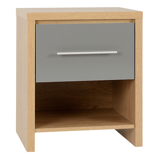 Read more about Samaira 1 drawer bedside cabinet in grey high gloss