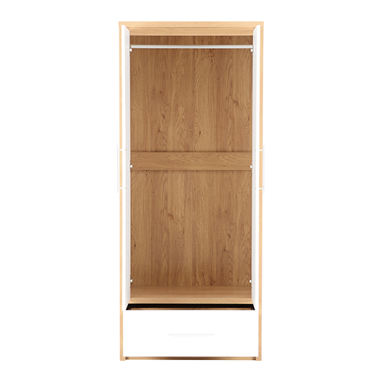 Samaira Wardrobe In White High Gloss With 2 Doors 1 Drawer