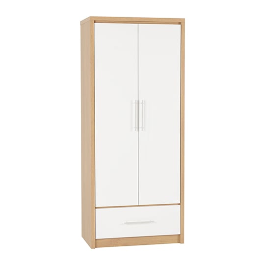 Read more about Samaira wardrobe in white high gloss with 2 doors 1 drawer