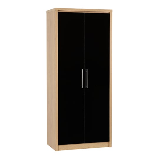 Samaira Wardrobe In Black High Gloss With 2 Doors