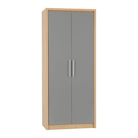 Product photograph of Samaira Wardrobe In Grey High Gloss With 2 Doors from Furniture in Fashion