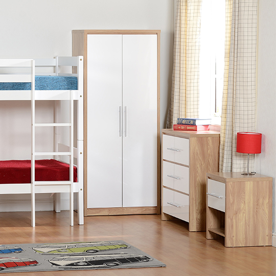 Samaira Wardrobe In White High Gloss With 2 Doors_3
