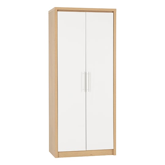 Samaira Wardrobe In White High Gloss With 2 Doors