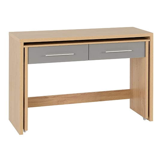 Read more about Samaira slider desk in grey gloss with 2 drawers