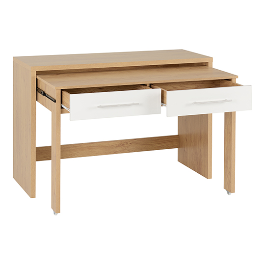 Samaira Slider Desk In White Gloss With 2 Drawers