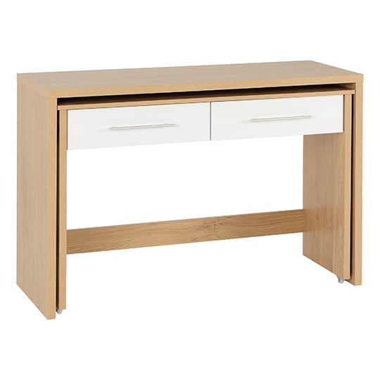 Product photograph of Samaira Slider Desk In White Gloss With 2 Drawers from Furniture in Fashion