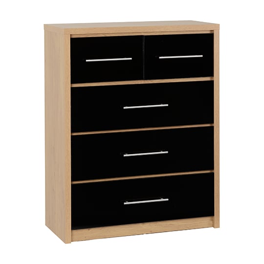 Photo of Samaira wooden large chest of drawers in black high gloss