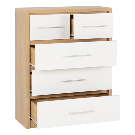 Samaira Wooden Large Chest OF Drawers In White High Gloss_2