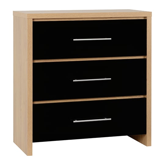 Samaira Wooden Small Chest Of Drawers In Black High Gloss_1