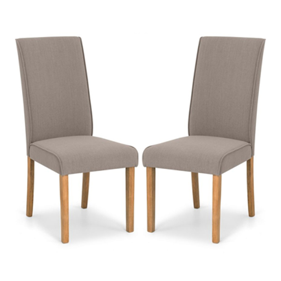 Photo of Sabella taupe linen fabric dining chair in pair