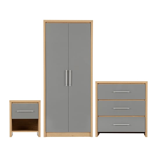 Samaira Wooden Bedroom Set In Grey High Gloss Furniture in Fashion