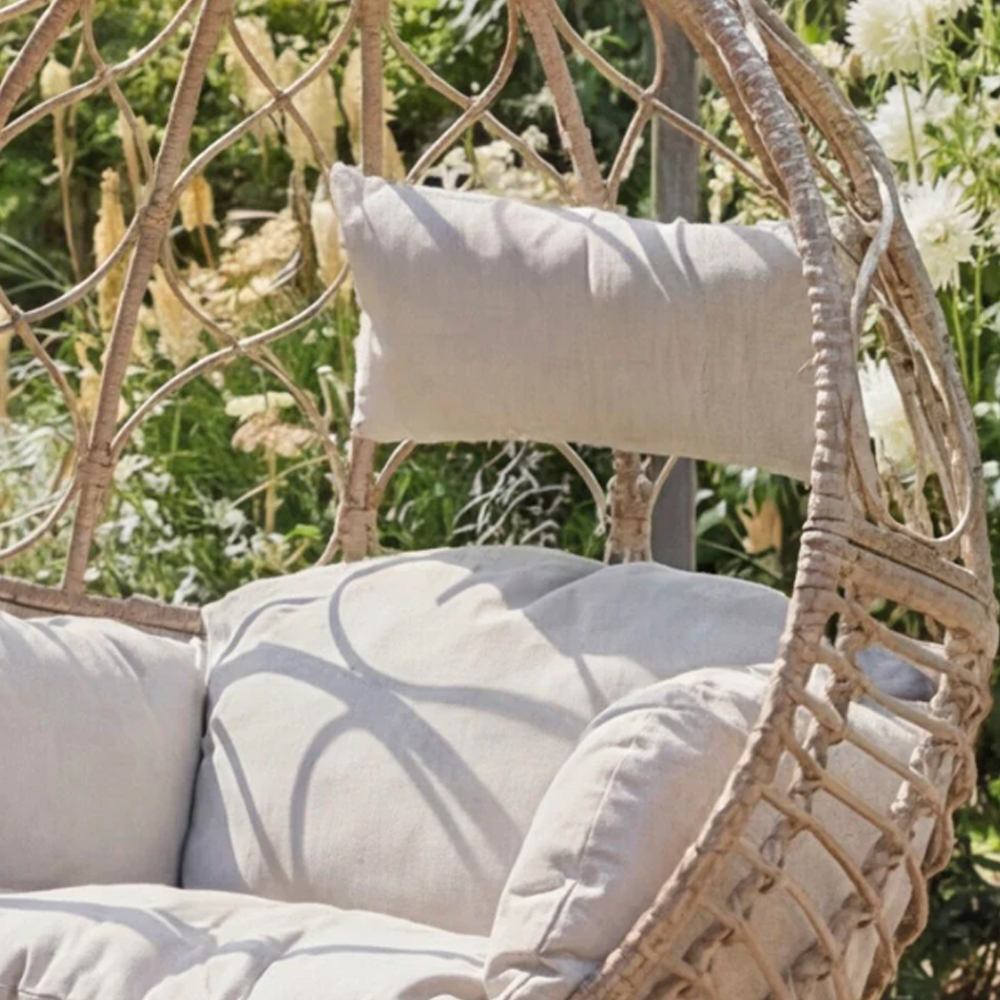 Sewanee Garden Weave Hanging Egg Chair with Cushion in Sand