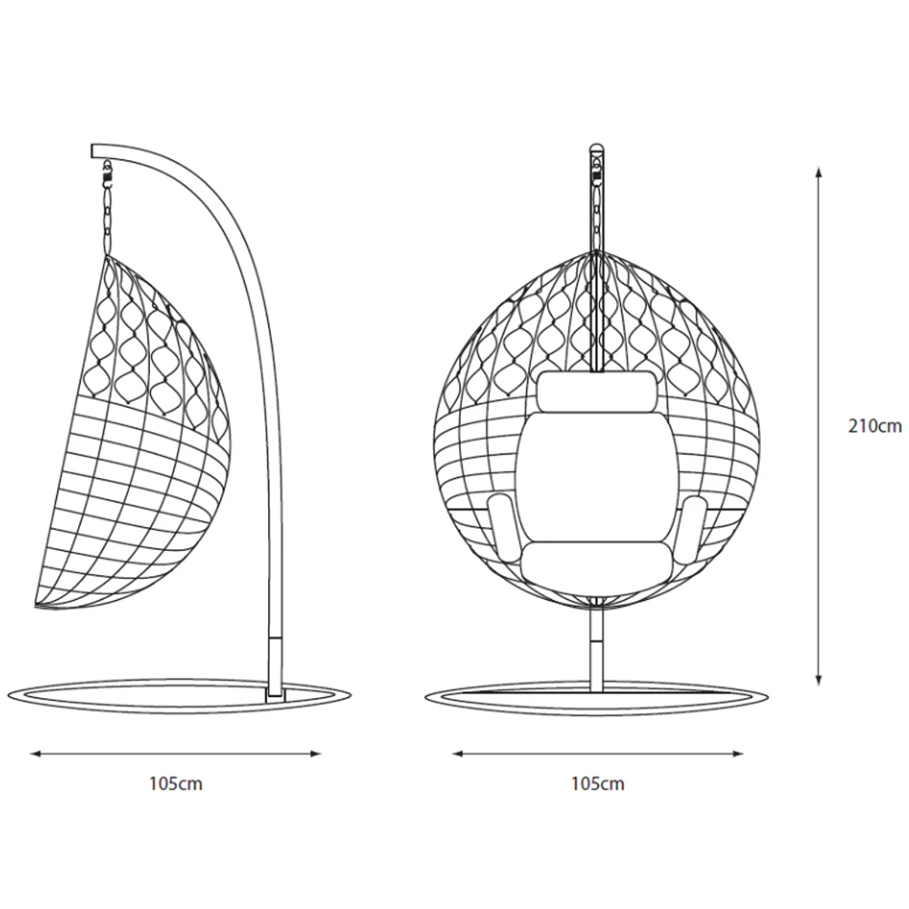 Sewanee Garden Weave Hanging Egg Chair with Cushion in Sand