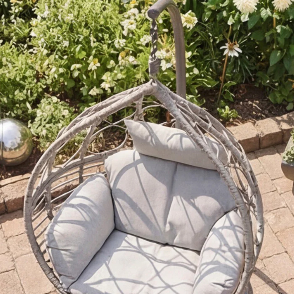 Sewanee Garden Weave Hanging Egg Chair with Cushion in Stone
