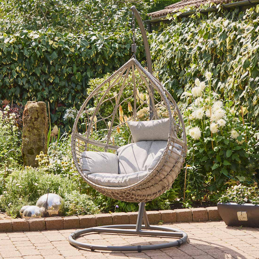 Sewanee Garden Weave Hanging Egg Chair with Cushion in Stone
