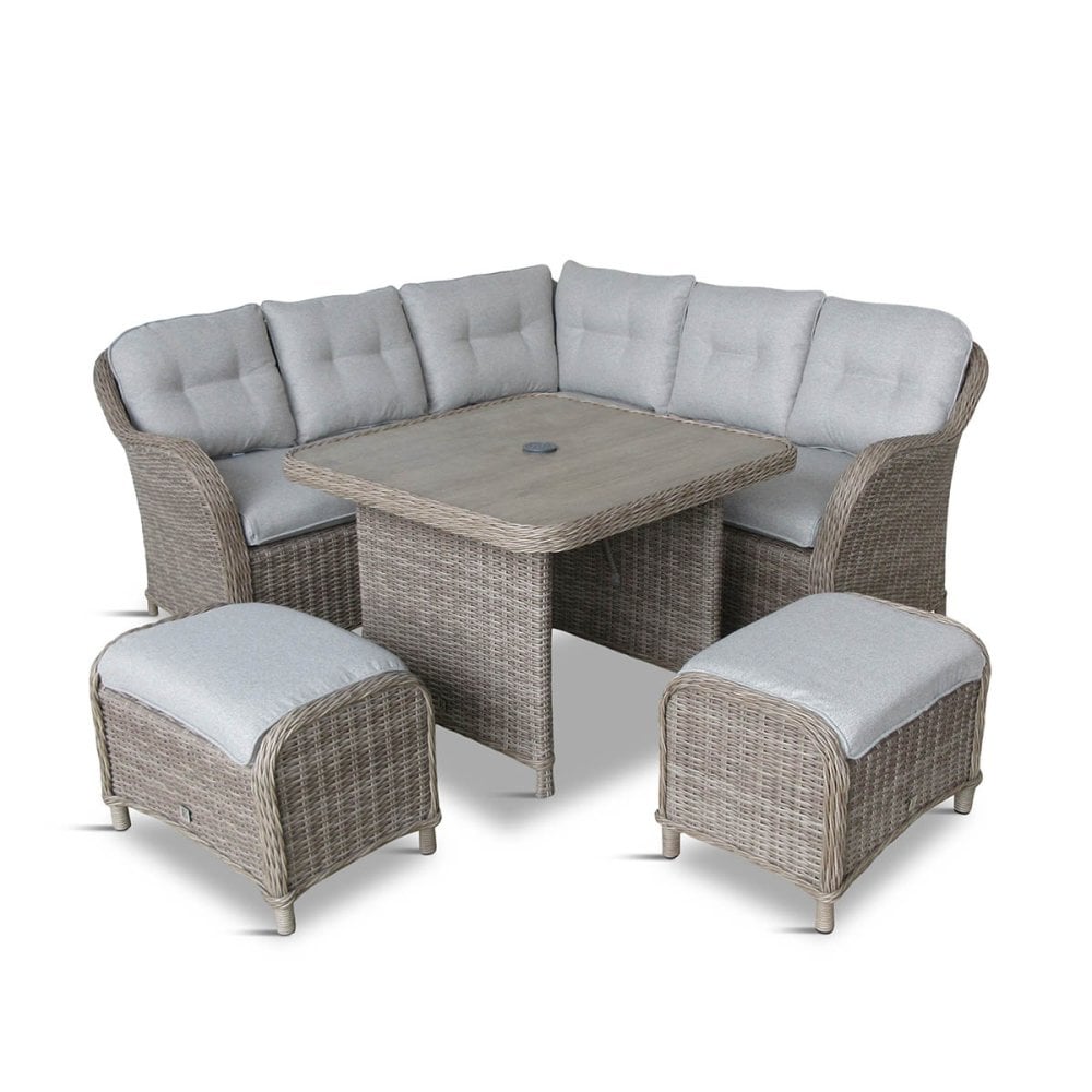 Sewanee Rattan Garden Square Dining Set In Sand