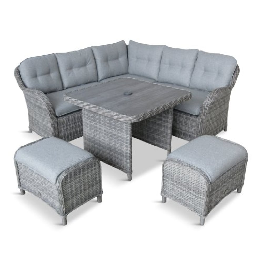 Sewanee Rattan Garden Square Dining Set In Stone