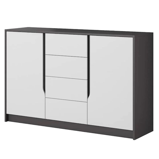 Product photograph of Sewell Wooden Sideboard 2 Doors 4 Drawers In Graphite And White from Furniture in Fashion