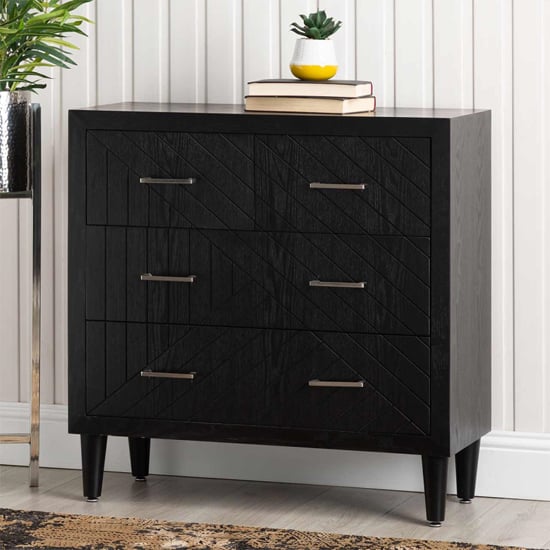 Product photograph of Sewell Wooden Chest Of 4 Drawers In Black from Furniture in Fashion