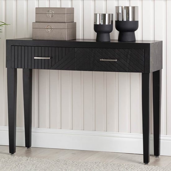 Product photograph of Sewell Wooden Console Table With 2 Drawers In Black from Furniture in Fashion