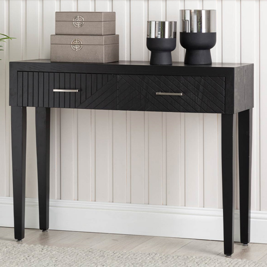 Sewell Wooden Console Table With 2 Drawers In Black thumbnail