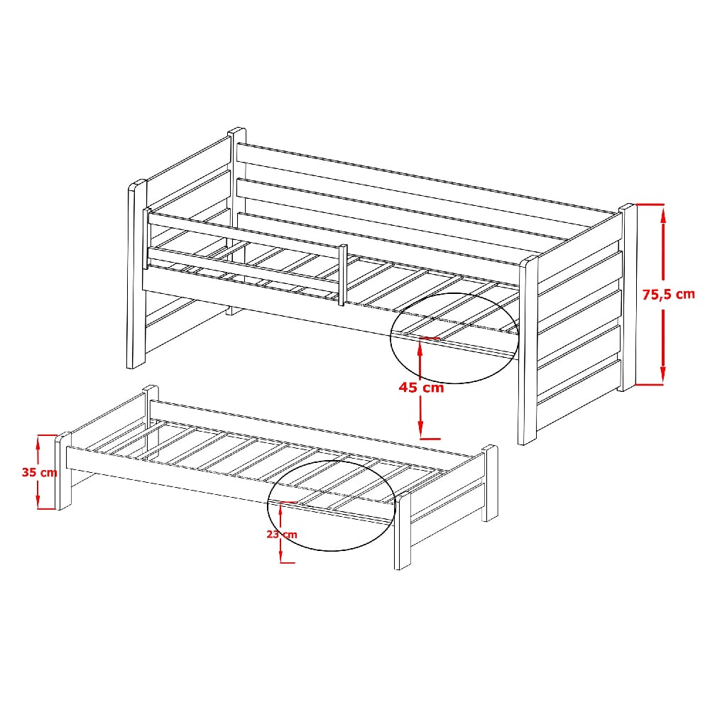 Sewell Wooden Day Bed With Foam Mattress And Trundle In Graphite