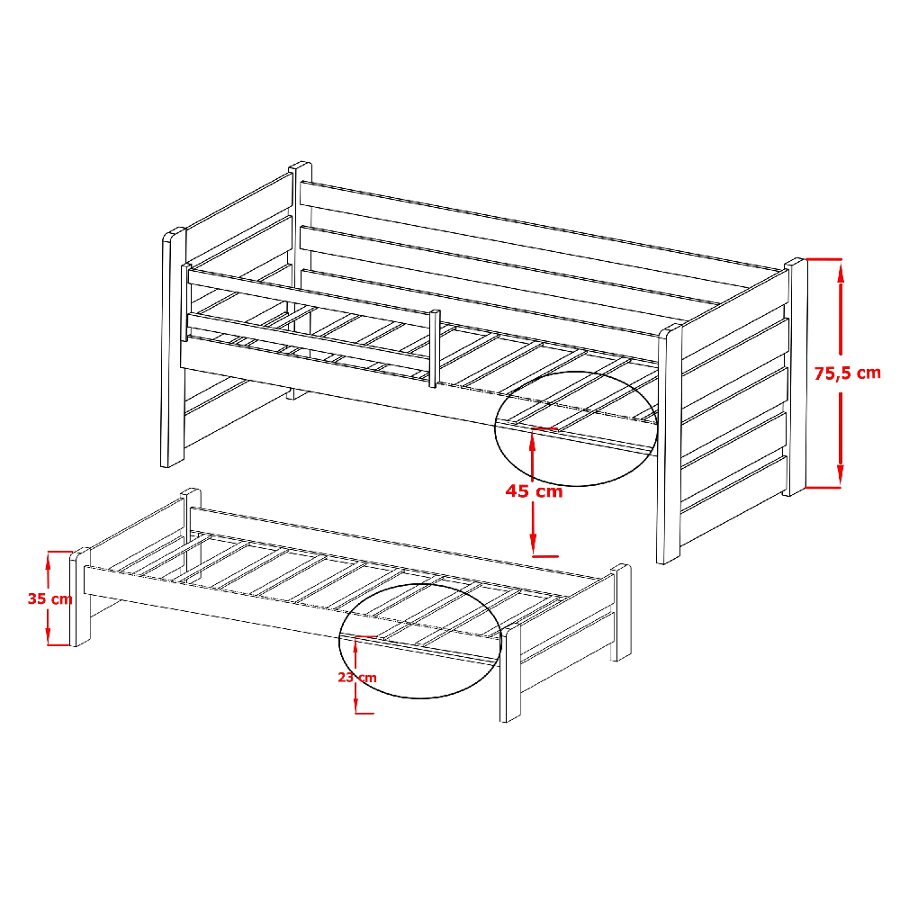 Sewell Wooden Day Bed Without Mattress And Trundle In Graphite