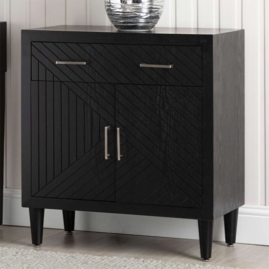 Product photograph of Sewell Wooden Sideboard With 2 Doors 1 Drawer In Black from Furniture in Fashion