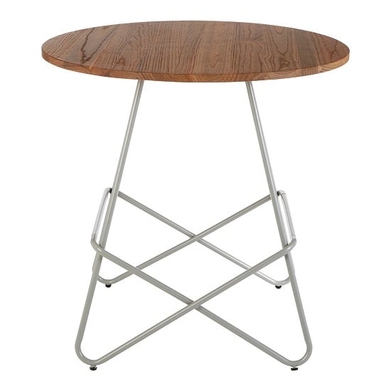 Pherkad Wooden Round Dining Table With Metallic Grey Legs