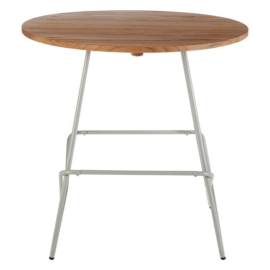 Pherkad Wooden Round Dining Table With Metallic Grey Legs