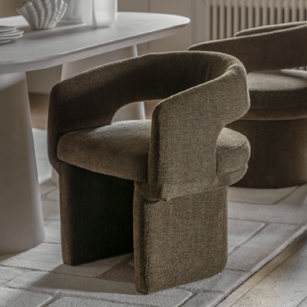 Shafter Green Fabric Dining Chairs In Pair