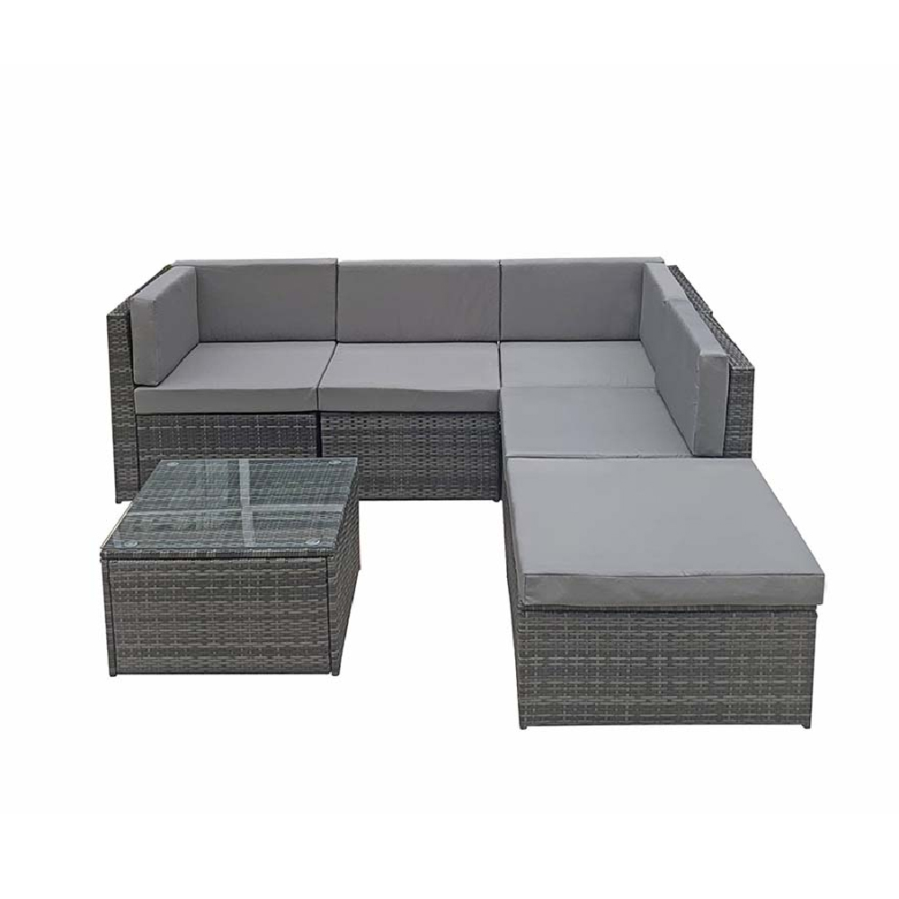 Shafter Rattan Garden Corner Sofa Seating Set In Grey