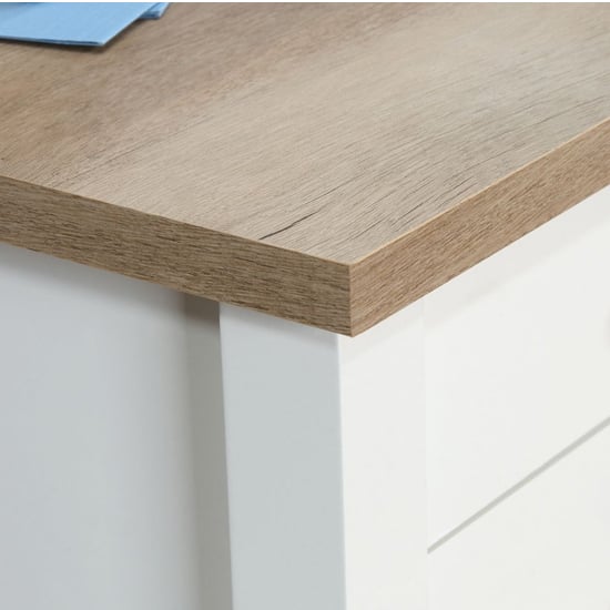 Shaker Style Wooden L-Shaped Computer Desk In Soft White_4