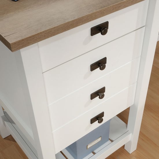 Shaker Style Wooden L-Shaped Computer Desk In Soft White_6