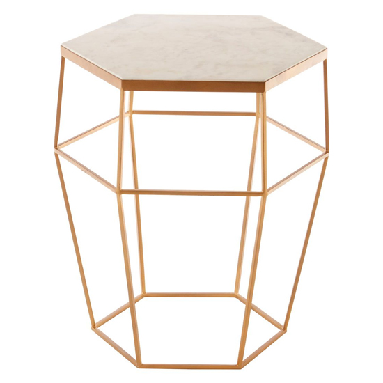Shalom Hexagonal White Marble Top Side Table With Gold Base_2