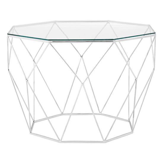Shalom Octagonal Clear Glass Top Coffee Table With Silver Frame_1