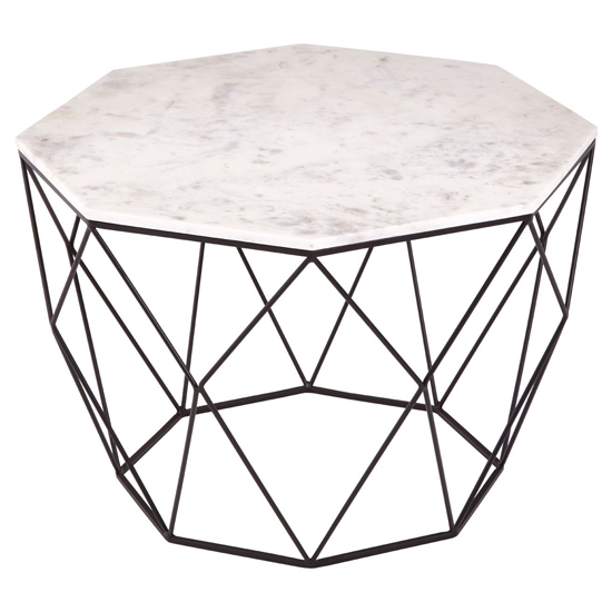Shalom Octagonal White Marble Top Coffee Table With Black Frame_2