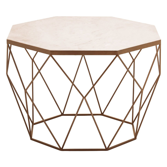 Shalom Octagonal White Marble Top Coffee Table With Gold Frame_2