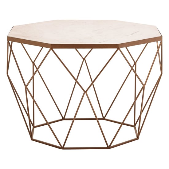 Photo of Shalom octagonal white marble top coffee table with gold frame