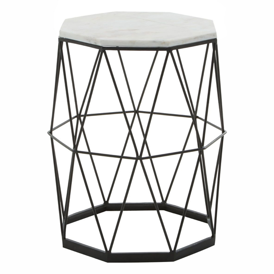 Read more about Shalom octagonal white marble top side table with angular frame