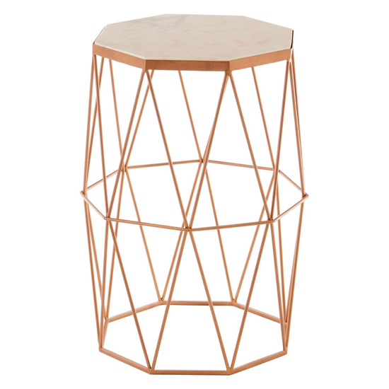 Shalom Octagonal White Marble Top Side Table With Gold Frame_3